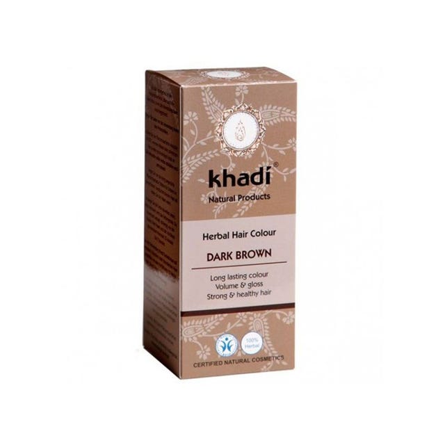 Tinte capilar herbal color castaño oscuro 100g Khadi
