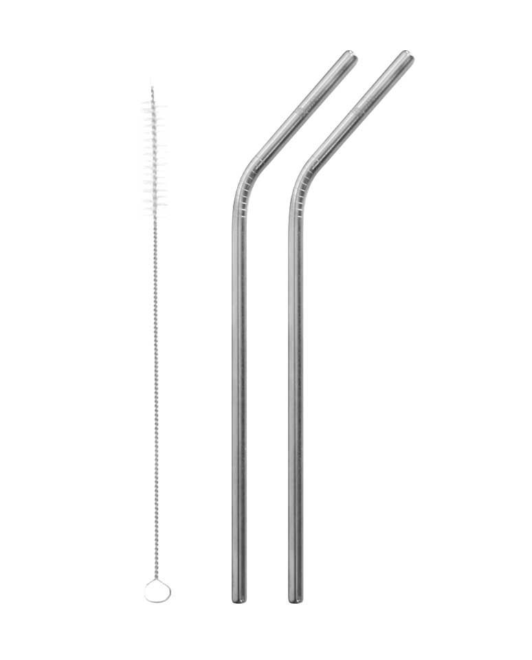 Pajitas de acero inoxidable con cepillo limpiador 2uds Qwetch