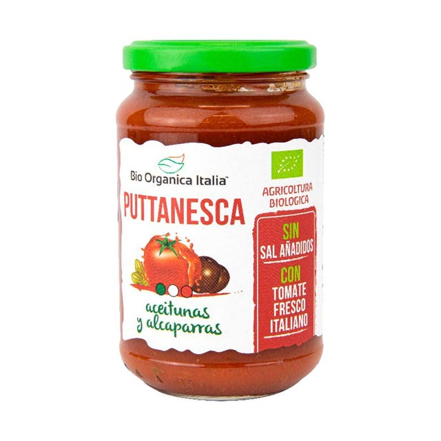Salsa de Tomate Puttanesca con Aceitunas y Alcaparras 325g Bio Orgánica Italia