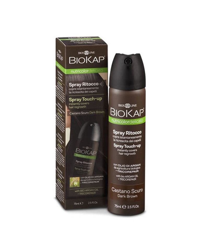 Spray para retoques de color castaño oscuro 75ml Biokap
