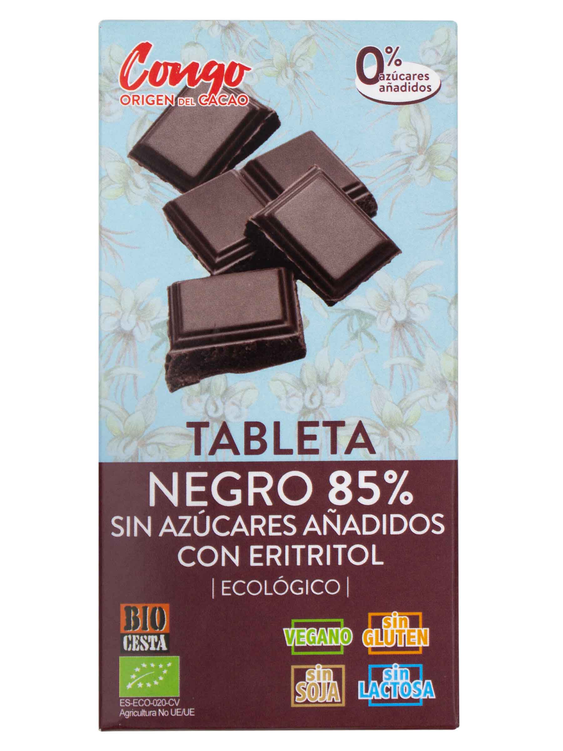 Valor Chocolate negro 85%, sin azucares añadidos valor 100 g