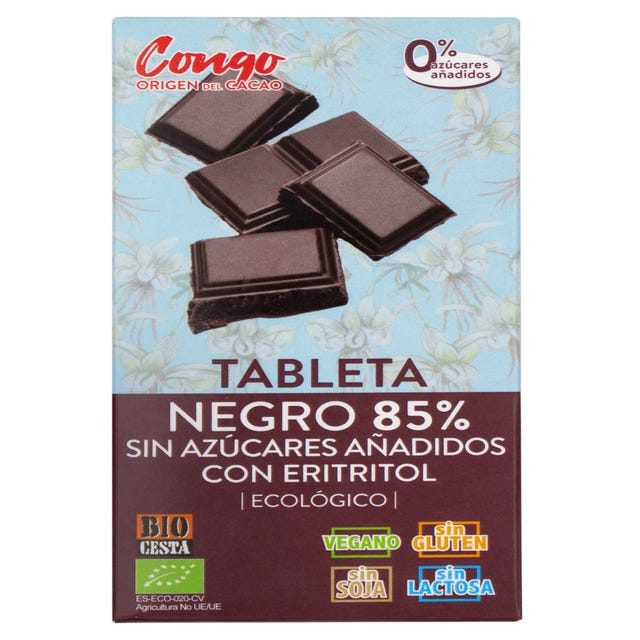 Tableta Choco 85% con Eritritol 100g Bio Cesta