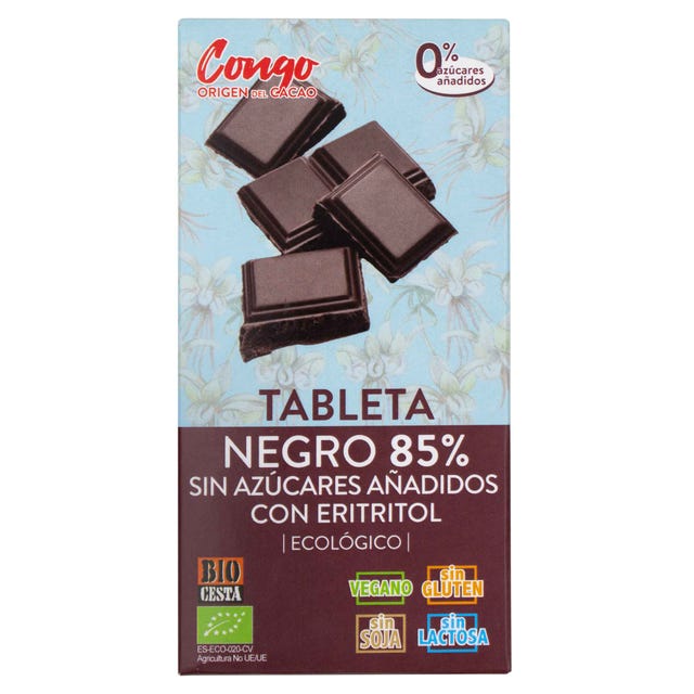 Tableta Choco 85% con Eritritol 100g Bio Cesta