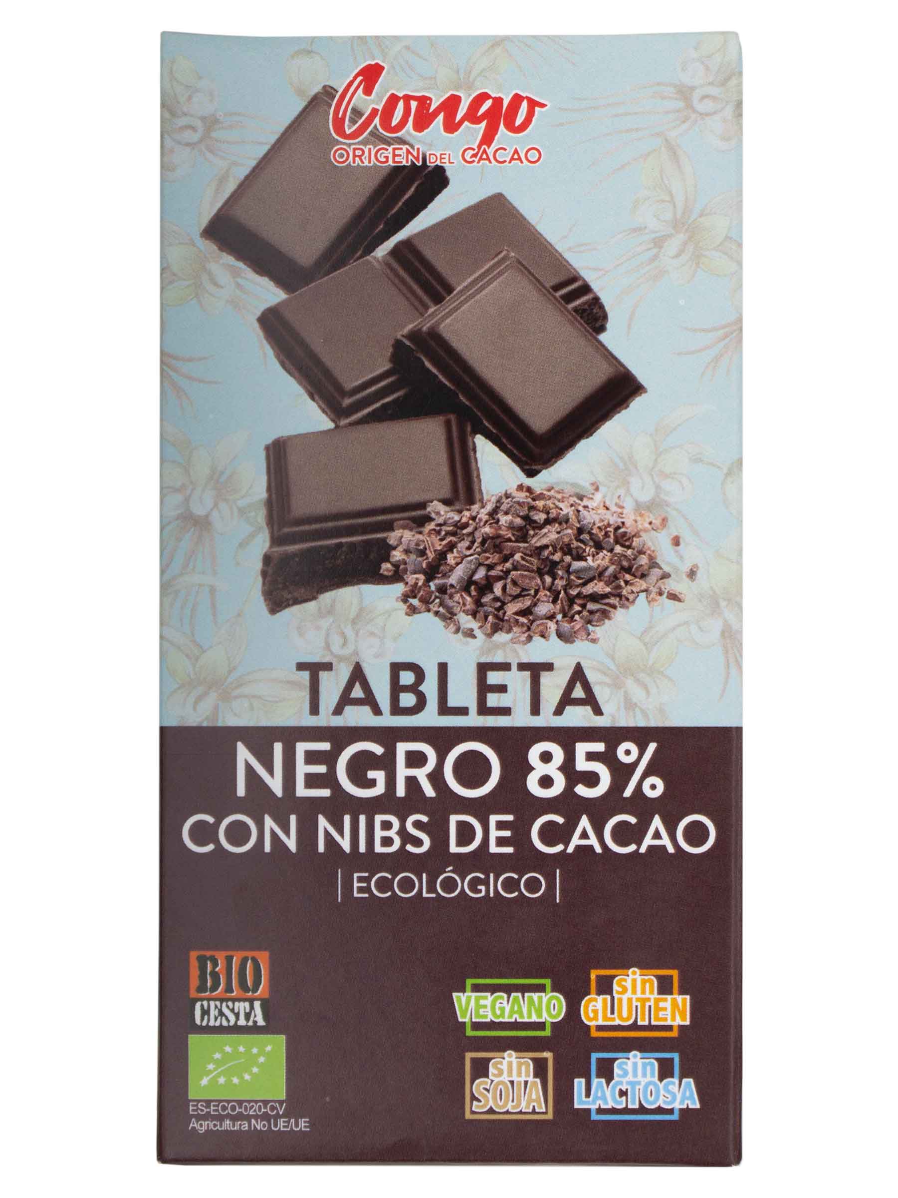 Tableta Choco 85% con Nibs Cacao 100g Bio Cesta