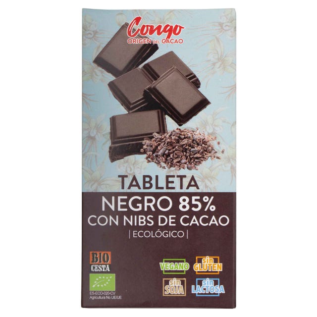 Tableta Choco 85% con Nibs Cacao 100g Bio Cesta
