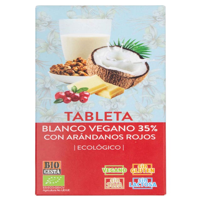 Tableta Blanca con Arándano Vegano 100g Bio Cesta