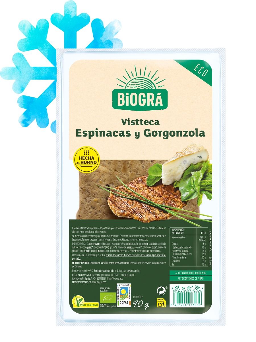 Vistteca Vegetal de Espinacas y Gorgonzola 90g Obrador Sorribas