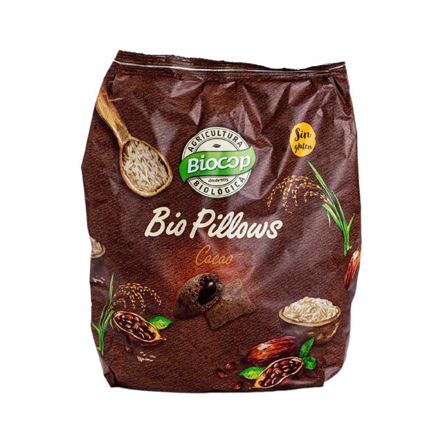 Biopillows cereales rellenos de chocolate negro 300g Biocop