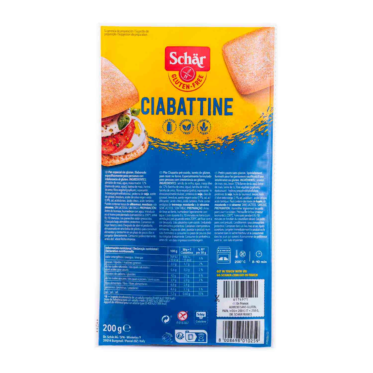 Pan ciabattine 200g Schär