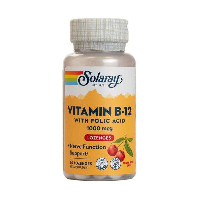 Vitamina B-12 con ácido fólico 90 cápsulas Solaray