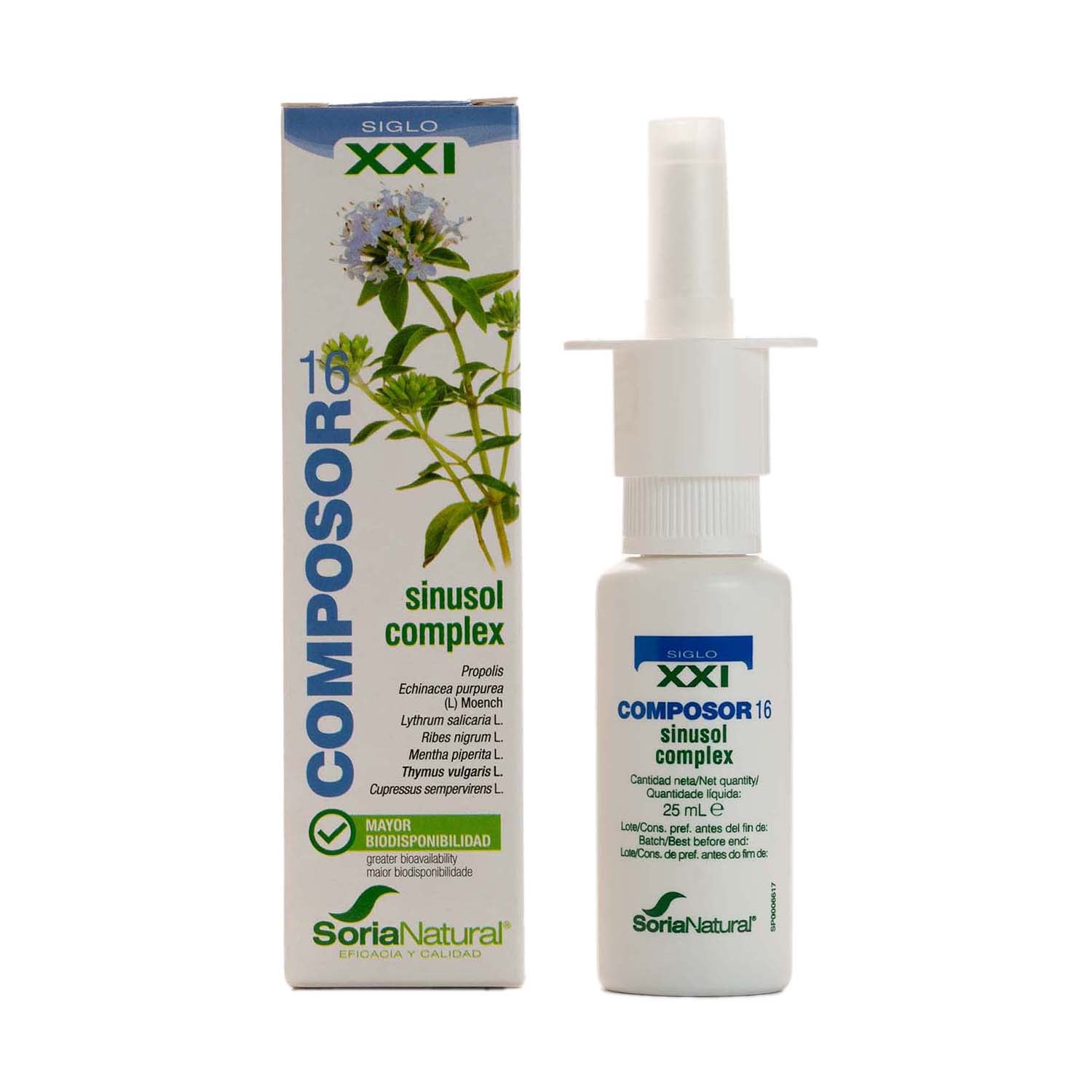 Spray nasal composor nº16 Sinusol 25ml Soria Natural