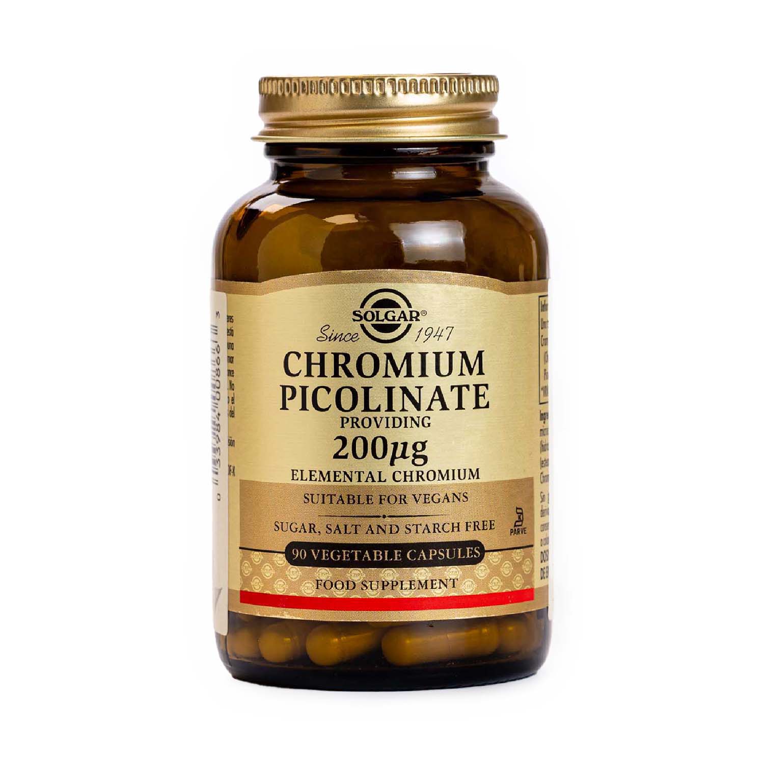 Picolinato de Cromo 200 µg 90 cápsulas Solgar